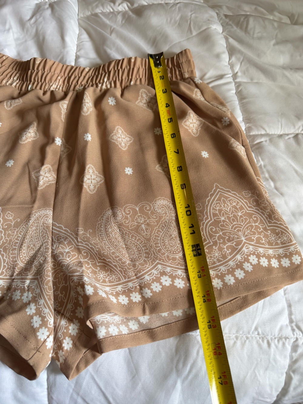 Tan Paisley Print Elastic-Waist Bermuda Shorts - Picture 3 of 5